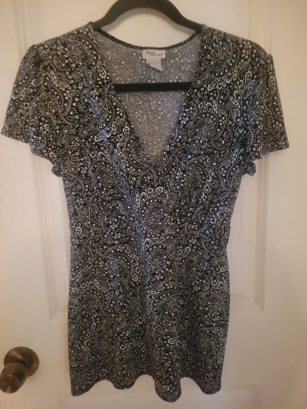 Mimi Maternity Black & White Blouse Sz Small